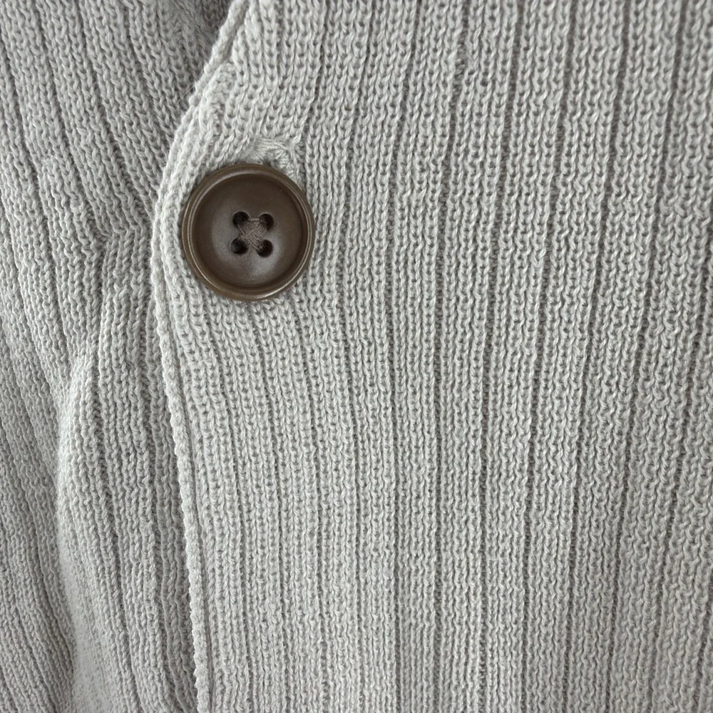 Vintage Eddie Bauer Ribbed Knit Cardigan Sweater Vest Mens XL Beige Y2K 90's